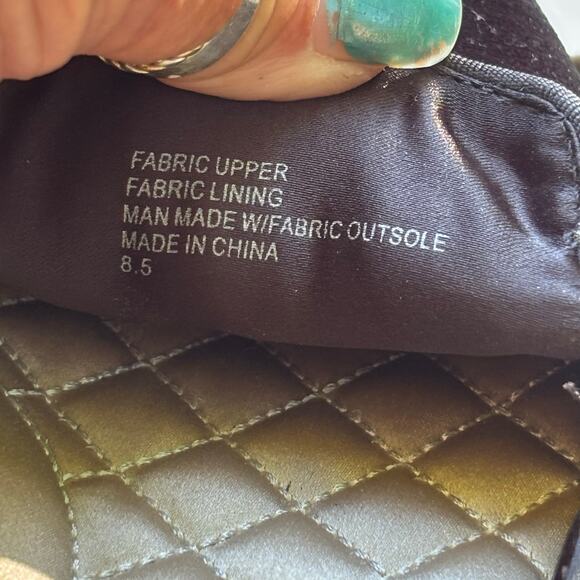 Birdies The Starling Velvet Flats Womens Black Slip On Quilted Footbed FLAW - Picture 6 of 11